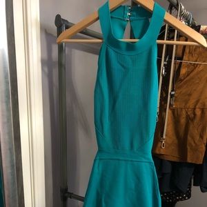 Sexy Backless Turquoise Short Bodycon Dress
